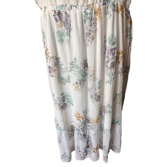 Maurice's White Floral Ruffle Maxi Dress Sz XL Romantic Prairie Cottage Boho - Picture 4 of 10
